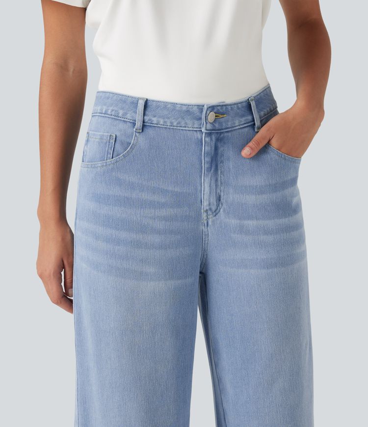 Halara Flex™ Mid Rise Wide Leg Casual Jeans with Pockets