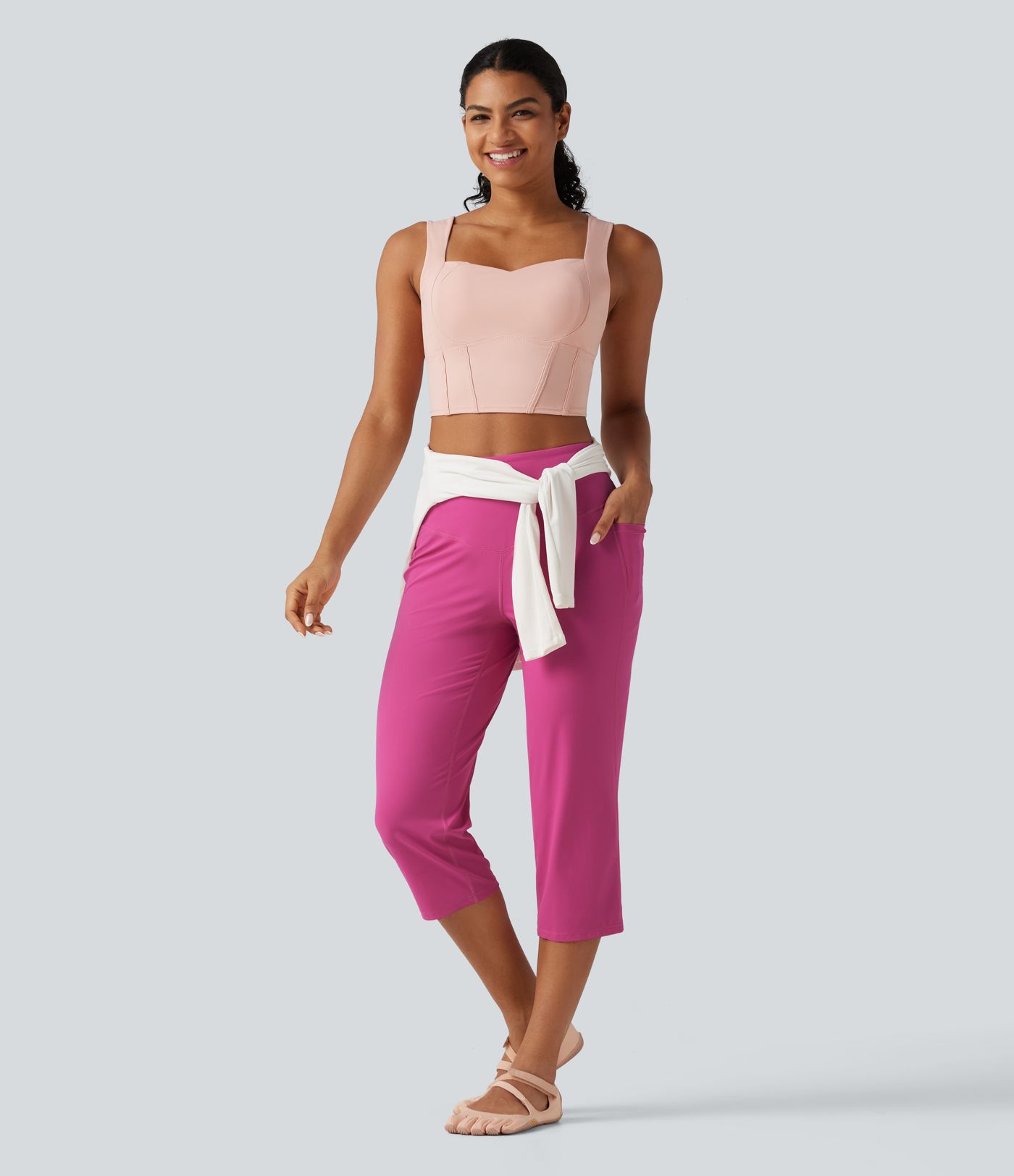 Halara UltraSculpt™ High Waisted Tummy Control Straight Leg Capri Yoga Pants with Pockets Halara UltraSculpt™ High Waisted Tummy Control Straight Leg Capri Yoga Pants with Pockets