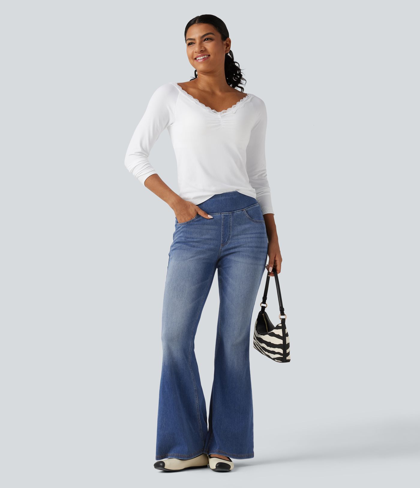 Halara Flex™ High Waisted Casual Flare Jeans with Pockets