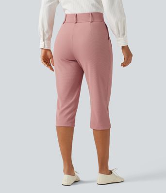Halara Flex™ High Waisted Tapered Waffle Capri Work Pants with Pockets