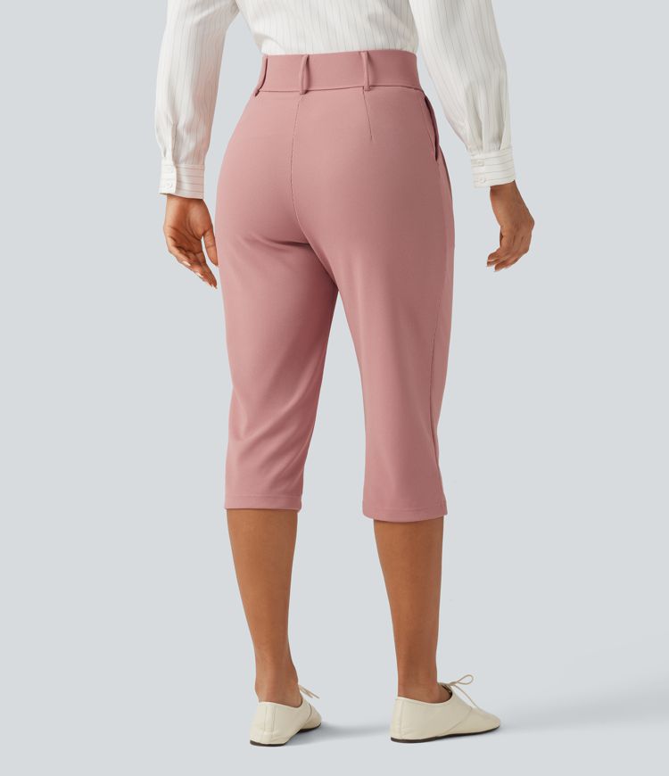Halara Flex™ High Waisted Tapered Waffle Capri Work Pants with Pockets