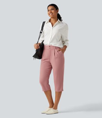 Halara Flex™ High Waisted Tapered Waffle Capri Work Pants with Pockets