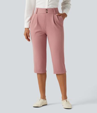 Halara Flex™ High Waisted Tapered Waffle Capri Work Pants with Pockets