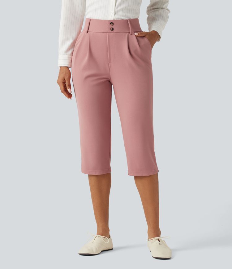 Halara Flex™ High Waisted Tapered Waffle Capri Work Pants with Pockets