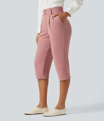 Halara Flex™ High Waisted Tapered Waffle Capri Work Pants with Pockets