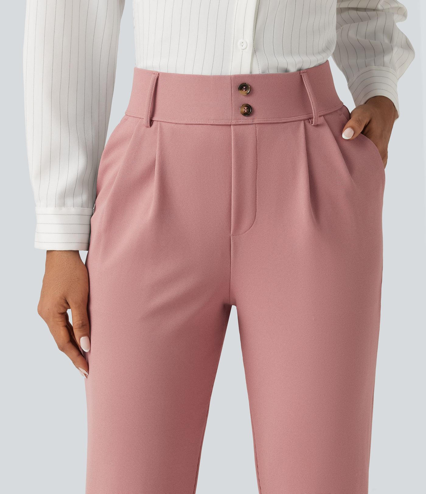 Halara Flex™ High Waisted Tapered Waffle Capri Work Pants with Pockets