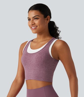 OneForm U Neck Seamless Flow Light Support 2-in-1 Workout Sports Bra
