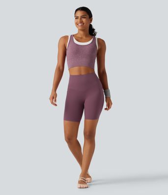 OneForm U Neck Seamless Flow Light Support 2-in-1 Workout Sports Bra