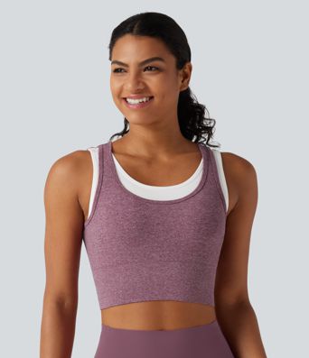 OneForm U Neck Seamless Flow Light Support 2-in-1 Workout Sports Bra
