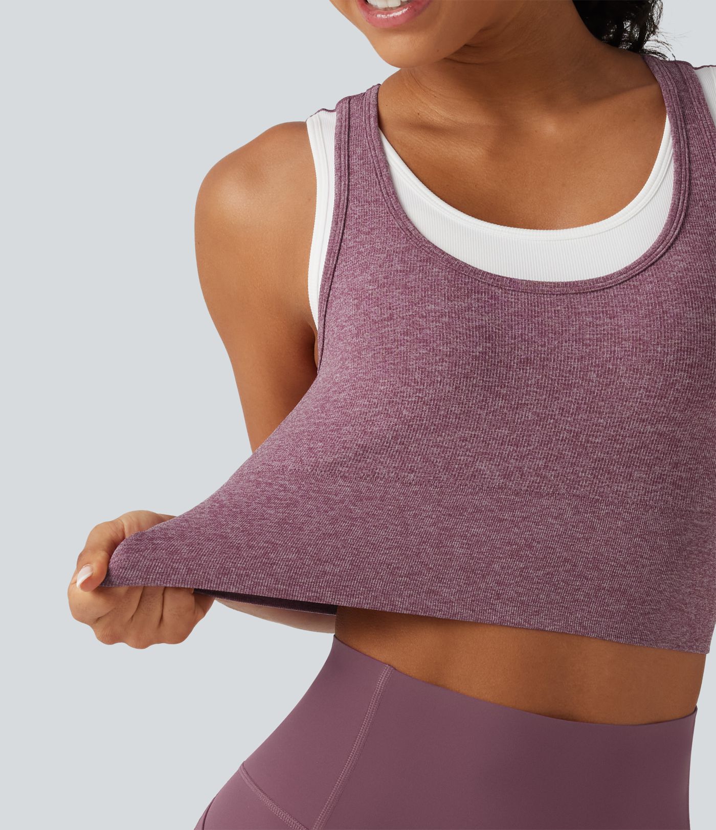 OneForm U Neck Seamless Flow Light Support 2-in-1 Workout Sports Bra