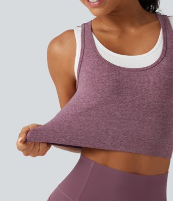 OneForm U Neck Seamless Flow Light Support 2-in-1 Workout Sports Bra