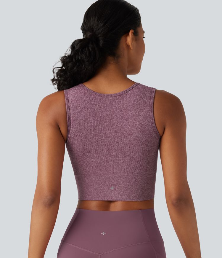 OneForm U Neck Seamless Flow Light Support 2-in-1 Workout Sports Bra
