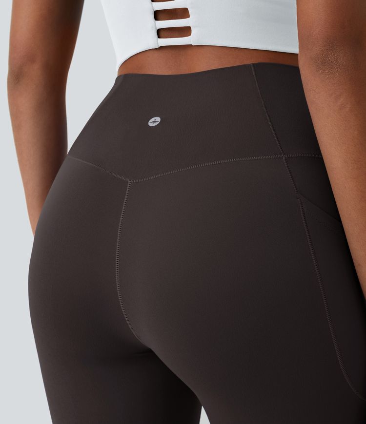SoftlyZero™ leggings de corte cruzado con bolsillos, lisos SoftlyZero™ leggings de corte cruzado con bolsillos, lisos