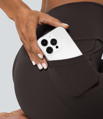 SoftlyZero™ leggings de corte cruzado con bolsillos, lisos SoftlyZero™ leggings de corte cruzado con bolsillos, lisos