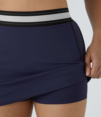 SoftlyZero™ Airy High Waisted 2-in-1 Bodycon Color Block Micro Mini InstantCool Tennis Skirt