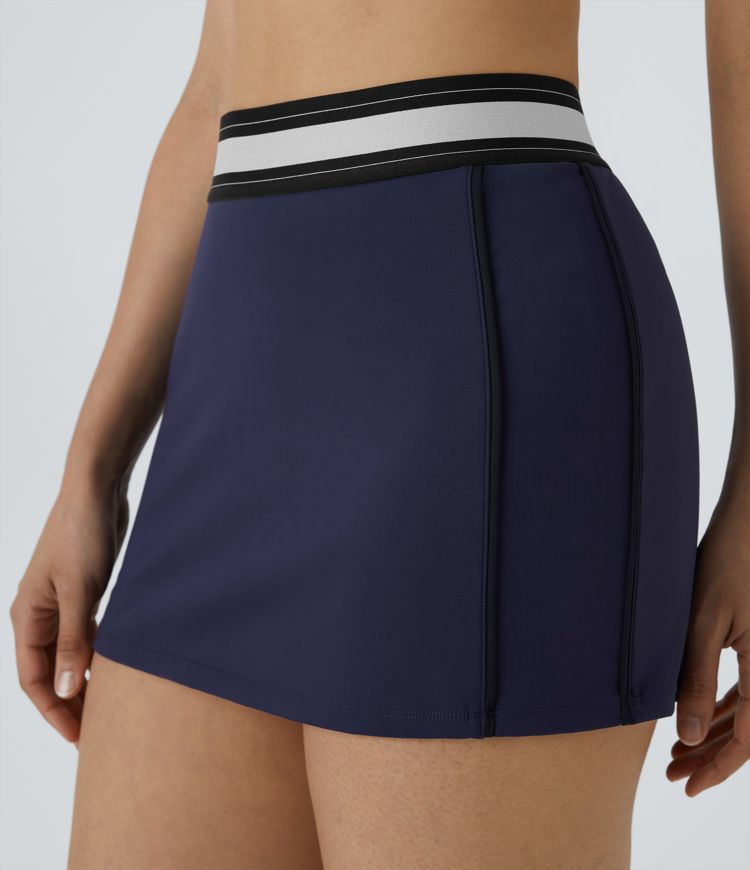 SoftlyZero™ Airy High Waisted 2-in-1 Bodycon Color Block Micro Mini InstantCool Tennis Skirt