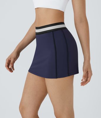 SoftlyZero™ Airy High Waisted 2-in-1 Bodycon Color Block Micro Mini InstantCool Tennis Skirt