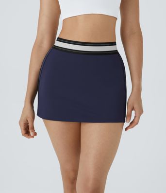 SoftlyZero™ Airy High Waisted 2-in-1 Bodycon Color Block Micro Mini InstantCool Tennis Skirt