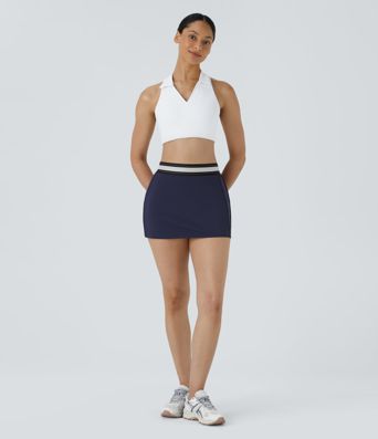 SoftlyZero™ Airy High Waisted 2-in-1 Bodycon Color Block Micro Mini InstantCool Tennis Skirt