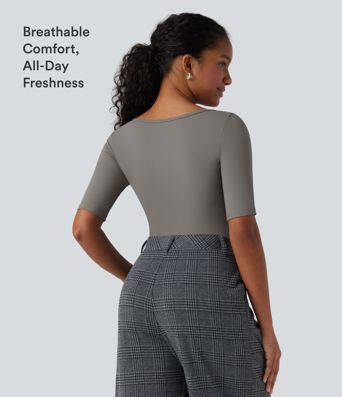 SoftlyZero™ Airy Scoop Neck Short Sleeve InstantCool Work T-Shirt SoftlyZero™ Airy Scoop Neck Short Sleeve InstantCool Work T-Shirt