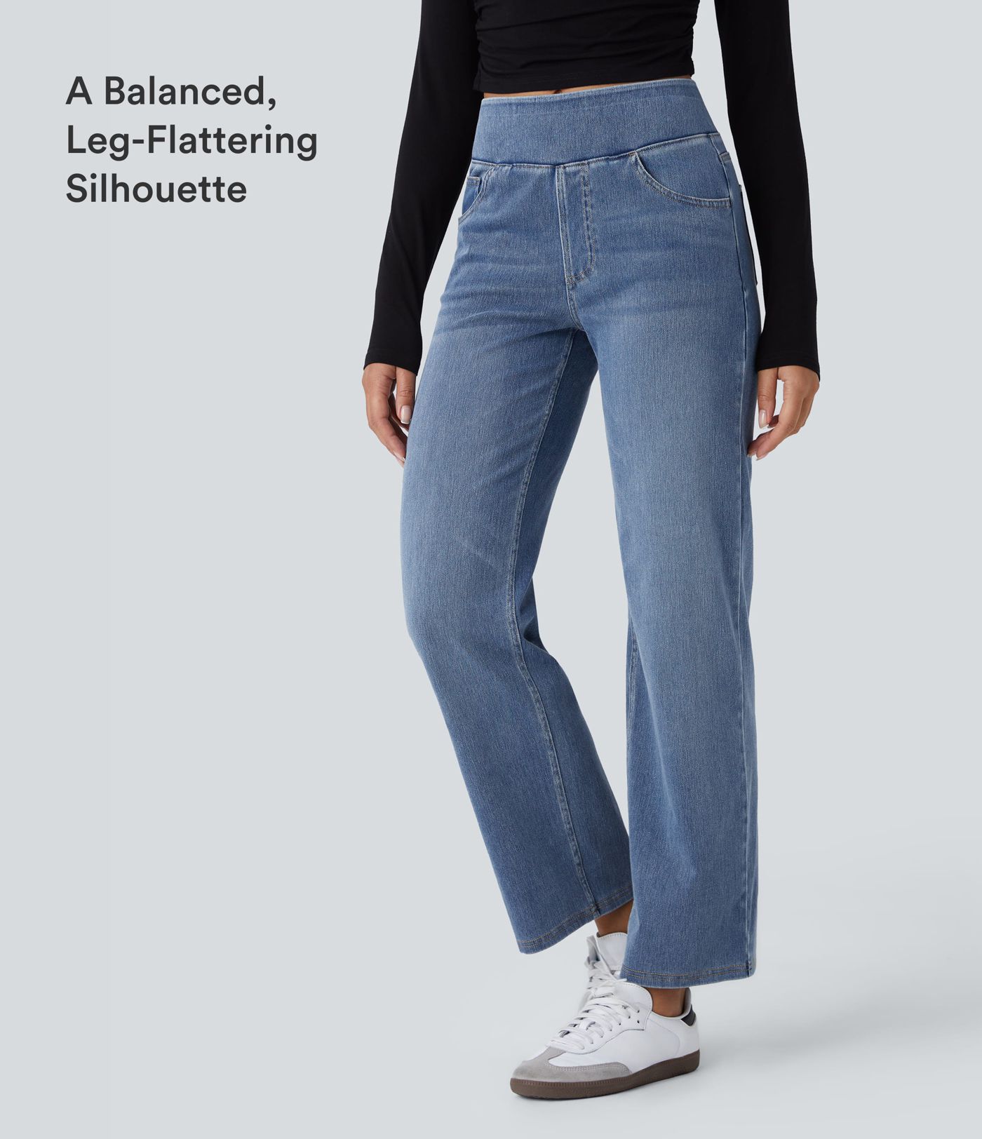 Halara Flex™ High Waisted Pockets Straight Leg Washed Women Casual Denim Jeans Halara Flex™ High Waisted Pockets Straight Leg Washed Women Casual Denim Jeans
