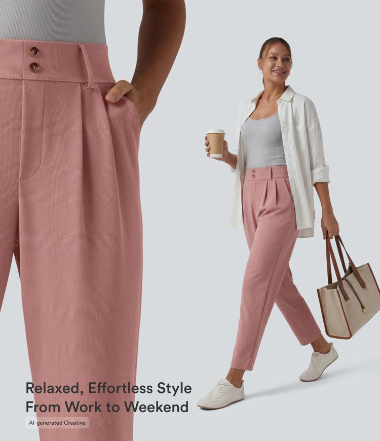 Halara Flex™ High Waisted Tapered Waffle Work Pants with Pockets