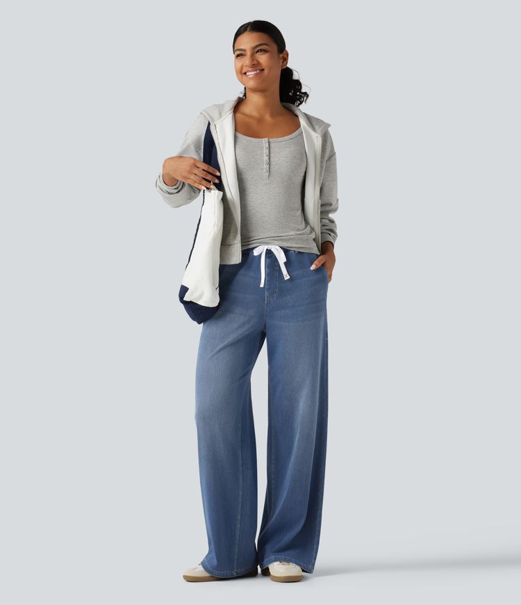 Halara Flex™ Mid Rise Wide Leg Casual Jeans with Pockets