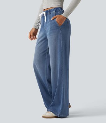 Halara Flex™ Mid Rise Wide Leg Casual Jeans with Pockets