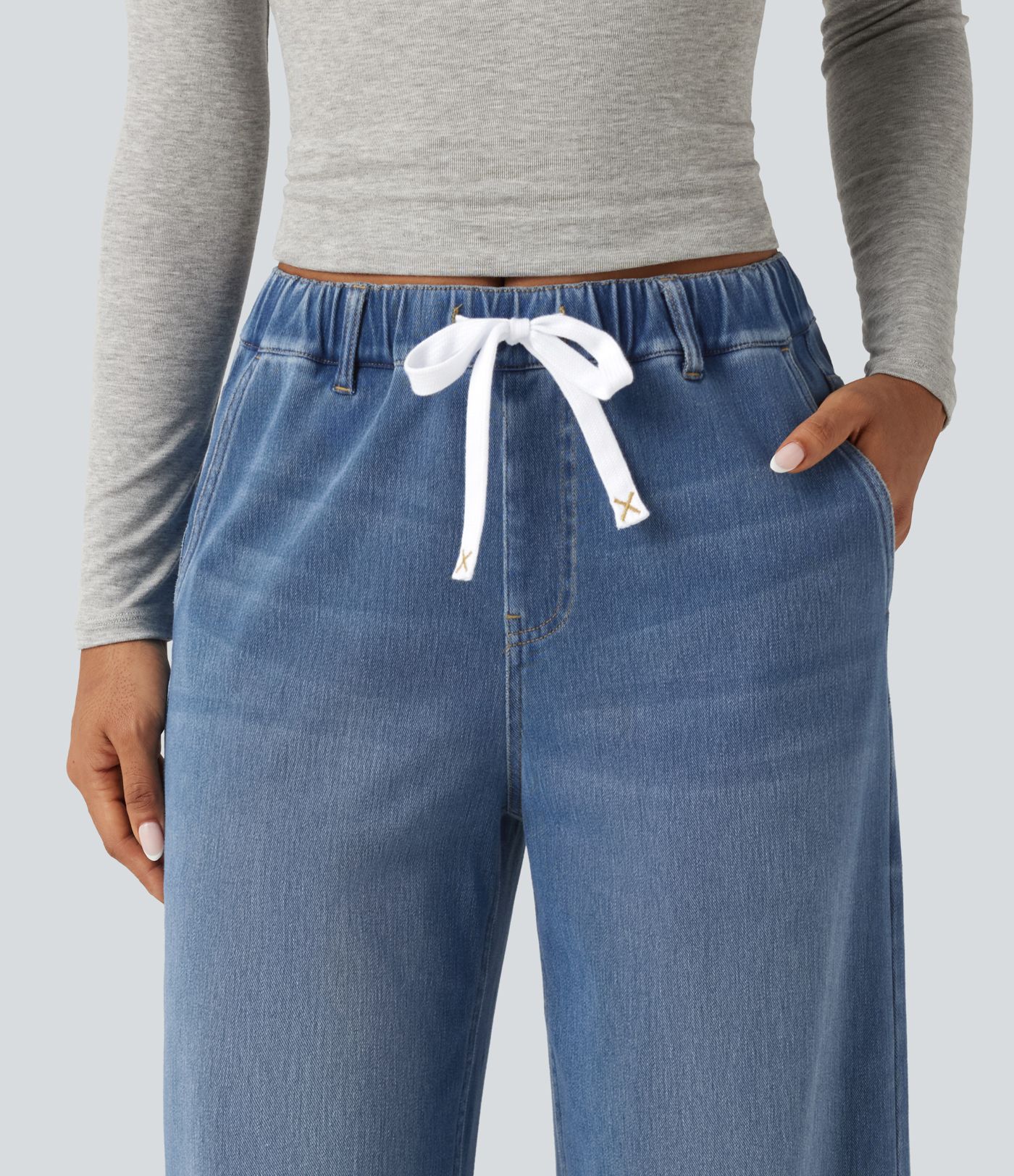 Halara Flex™ Mid Rise Wide Leg Casual Jeans with Pockets