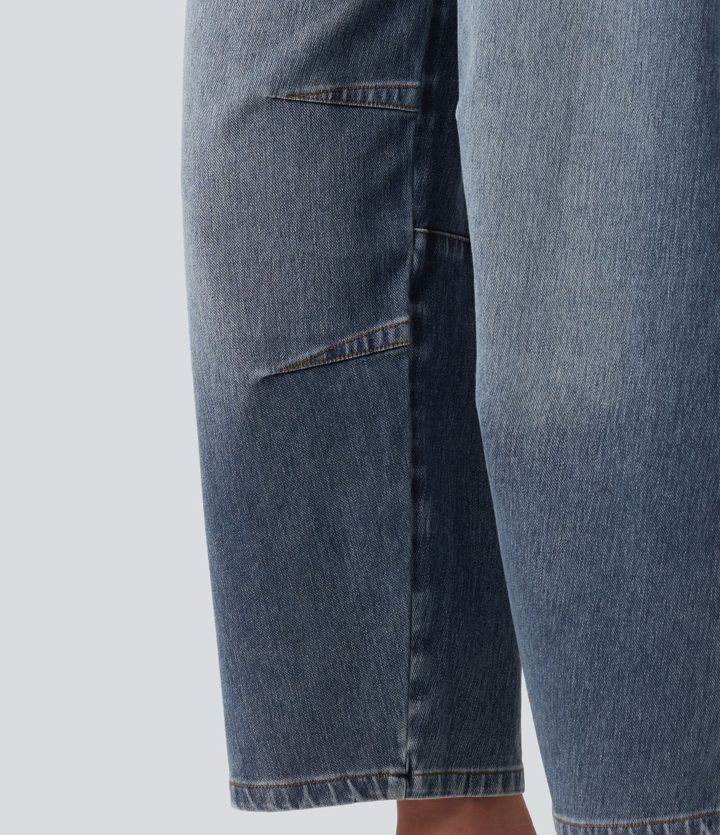 Halara Flex™ Low Rise Zipper Pockets Barrel Leg Casual Jeans