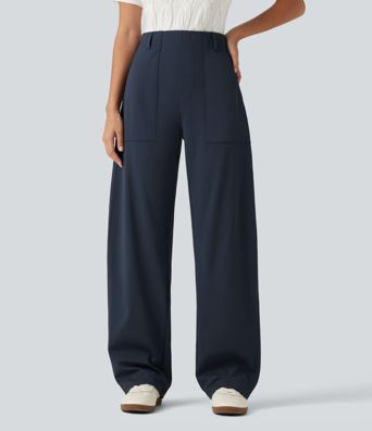 DayStretch Pantalones casuales cintura alta, pernera barrel, bolsillos