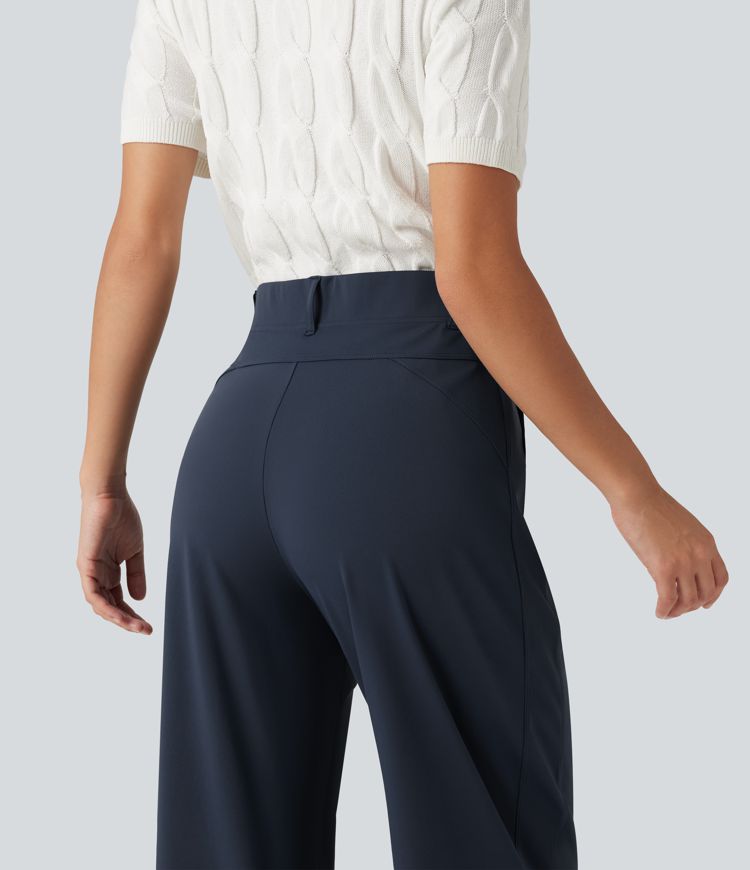 DayStretch Pantalones casuales cintura alta, pernera barrel, bolsillos