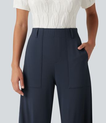 DayStretch Pantalones casuales cintura alta, pernera barrel, bolsillos