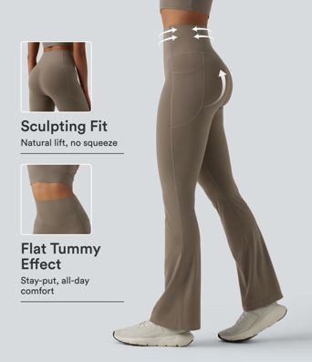 Halara UltraSculpt™ High Waisted Butt Lifting Tummy Control Bootcut Yoga Leggings with Pockets