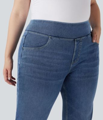 Halara Flex™ High Waisted Pockets Washed Casual Bootcut Plus Size Jeans Halara Flex™ High Waisted Pockets Washed Casual Bootcut Plus Size Jeans