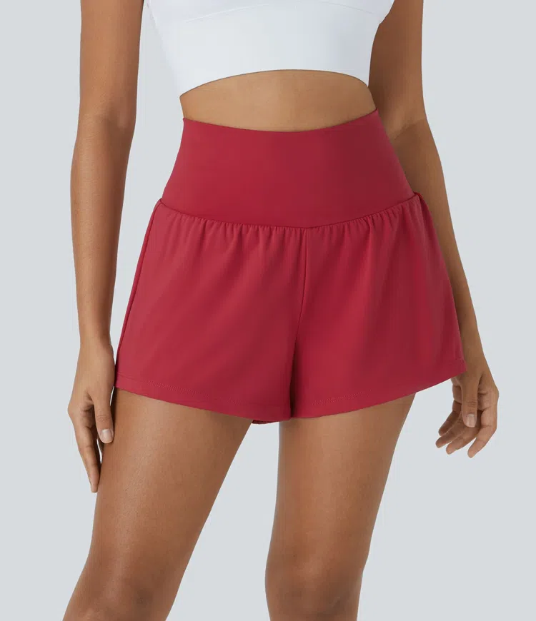 SoftlyZero™ Airy Super High Waisted 2-in-1 InstantCool Yoga Running Shorts with Pockets