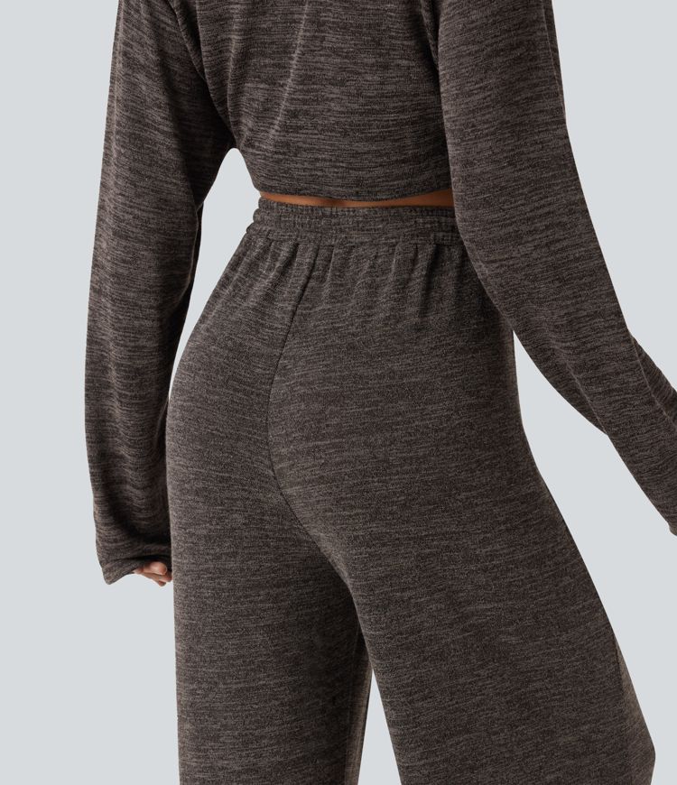 Mid Rise Drawstring Baggy Casual Pants with Pockets
