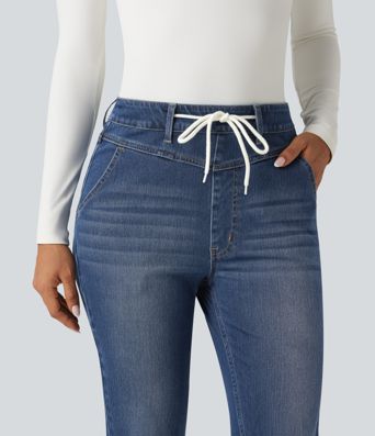 Halara Flex™ High Waisted Drawstring Casual Jeans with Pockets Halara Flex™ High Waisted Drawstring Casual Jeans with Pockets