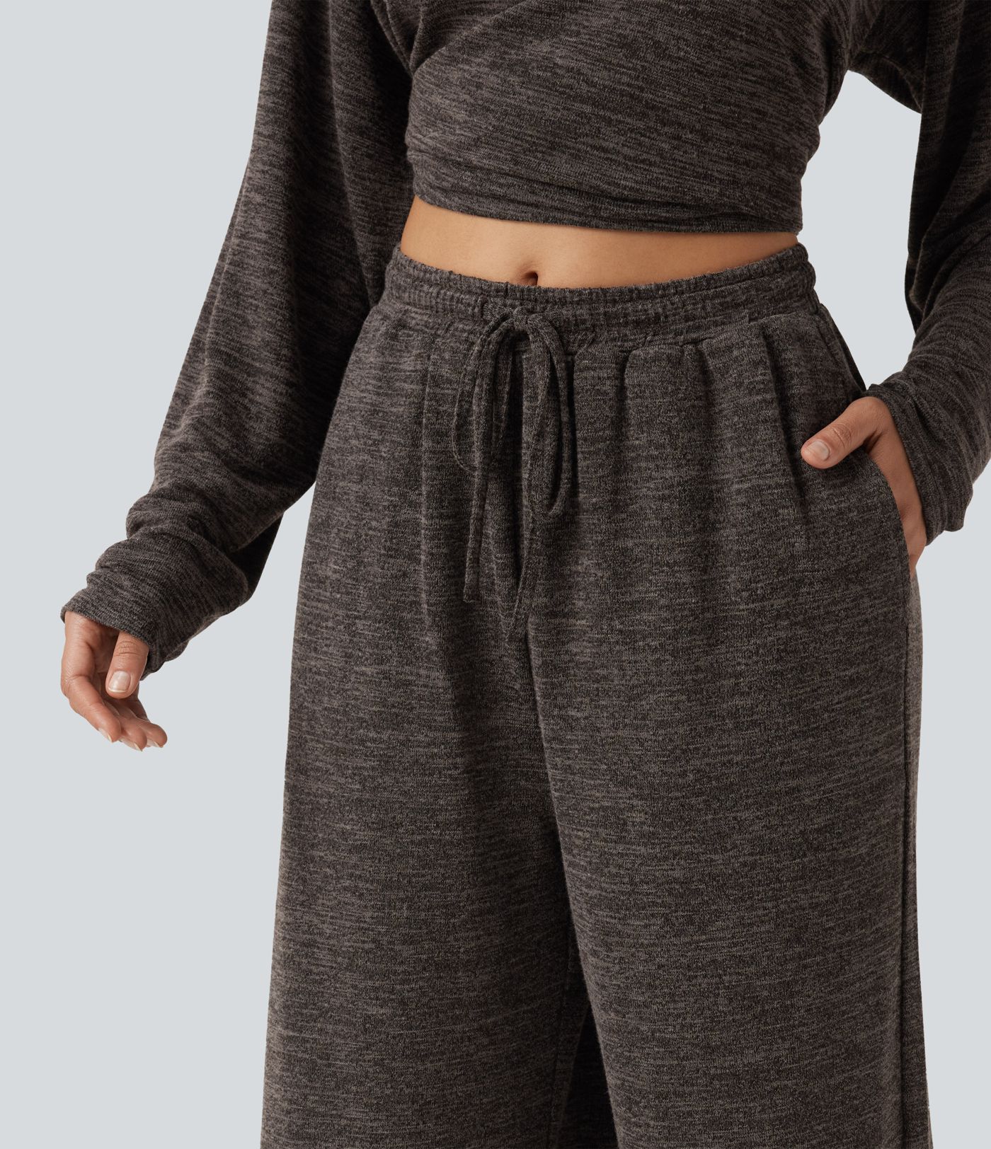 Mid Rise Drawstring Baggy Casual Pants with Pockets