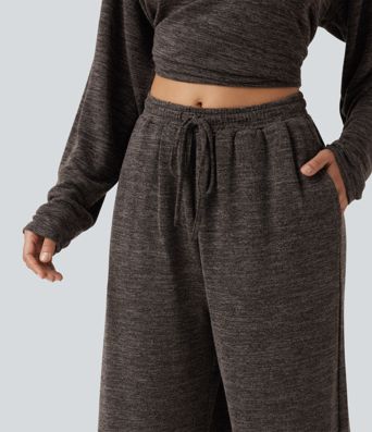 Mid Rise Drawstring Baggy Casual Pants with Pockets