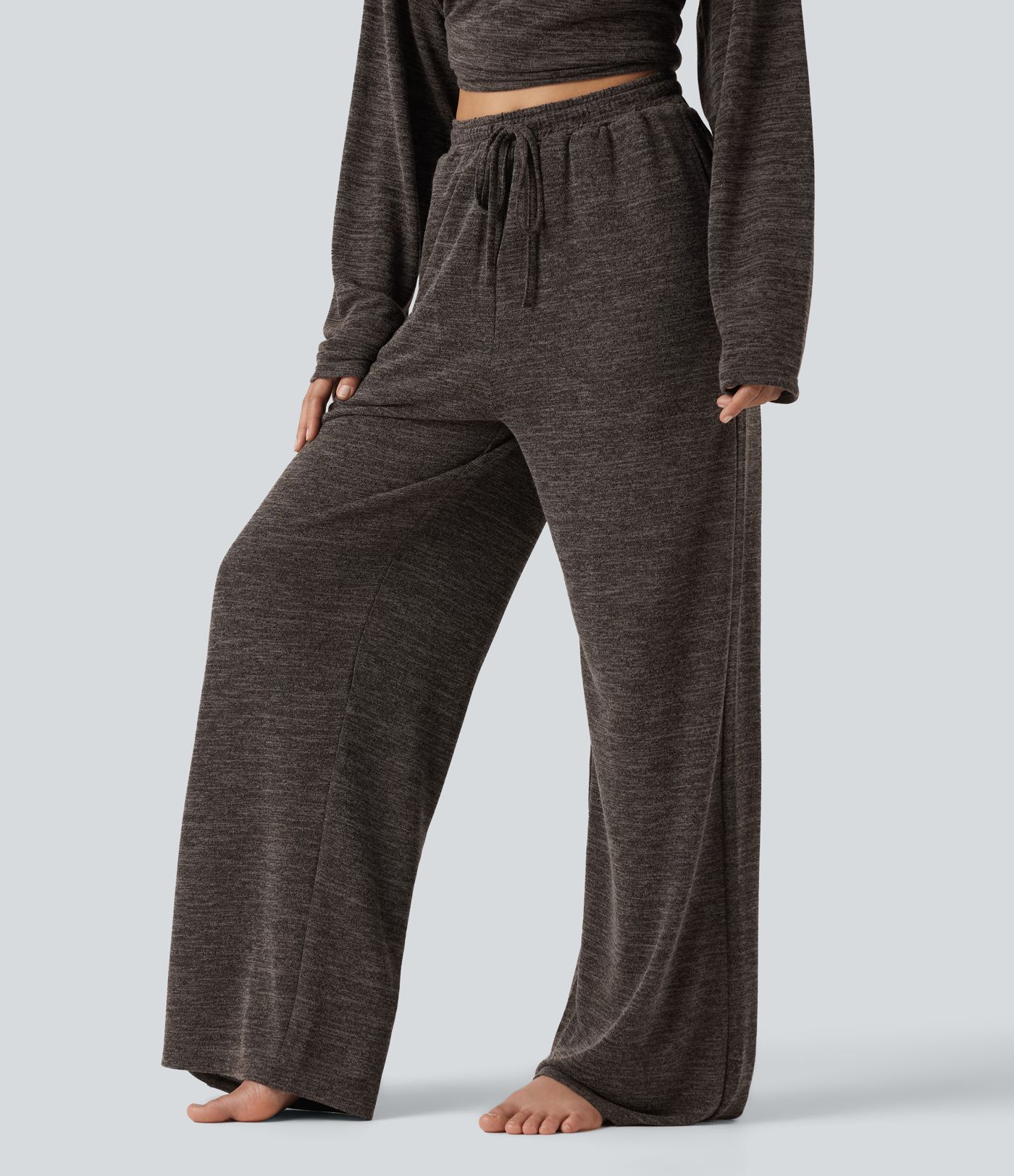 Mid Rise Drawstring Baggy Casual Pants with Pockets