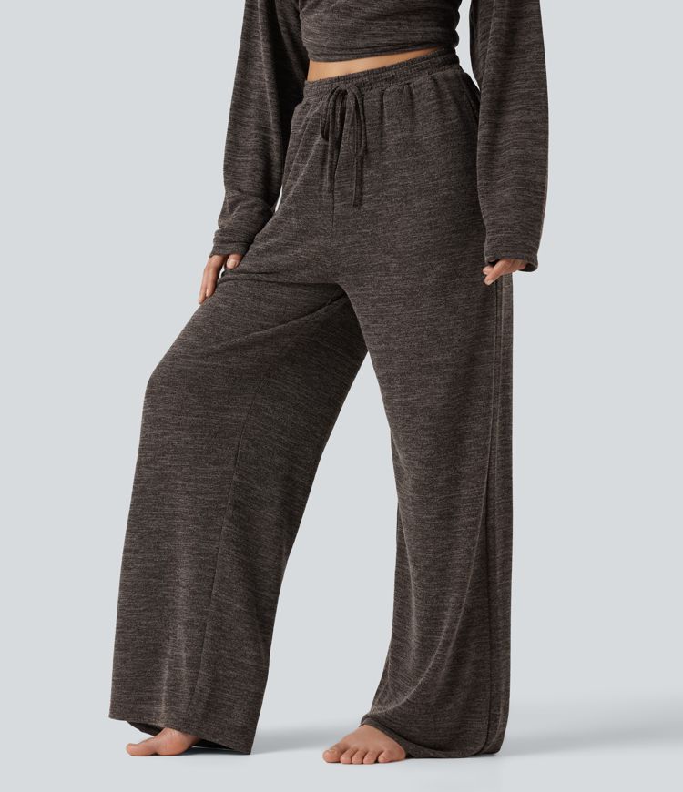 Mid Rise Drawstring Baggy Casual Pants with Pockets