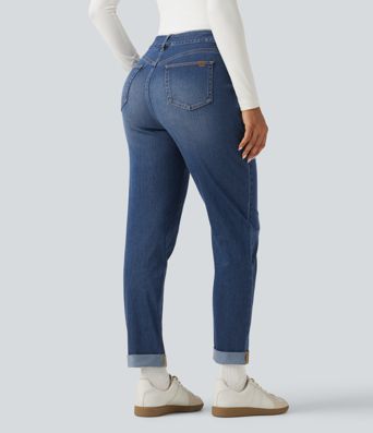 Halara Flex™ High Waisted Drawstring Casual Jeans with Pockets Halara Flex™ High Waisted Drawstring Casual Jeans with Pockets