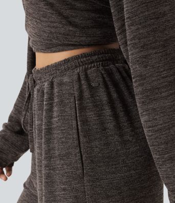 Mid Rise Drawstring Baggy Casual Pants with Pockets