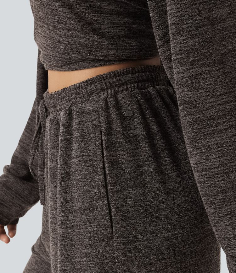 Mid Rise Drawstring Baggy Casual Pants with Pockets