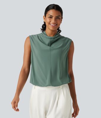 Cowl Neck Sleeveless Casual Top