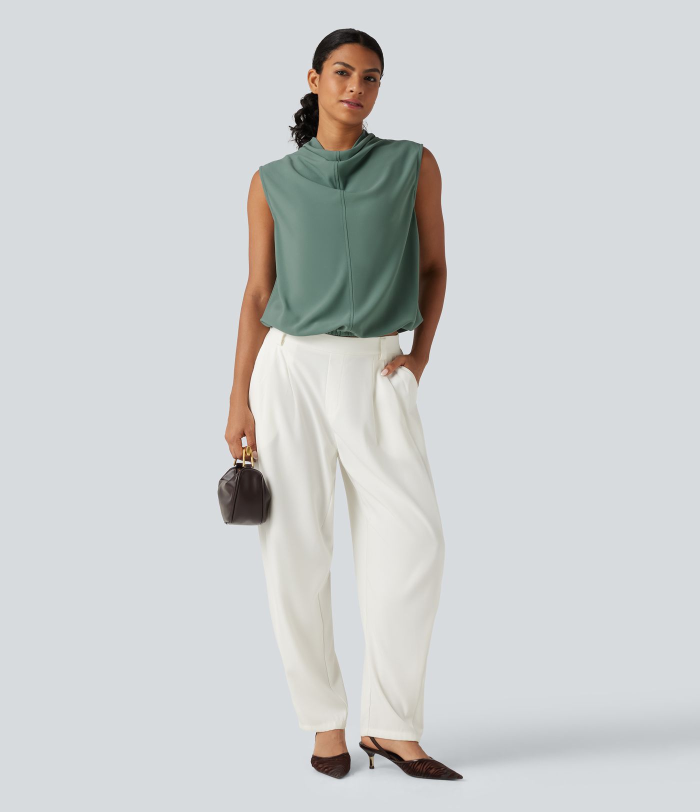 Cowl Neck Sleeveless Casual Top