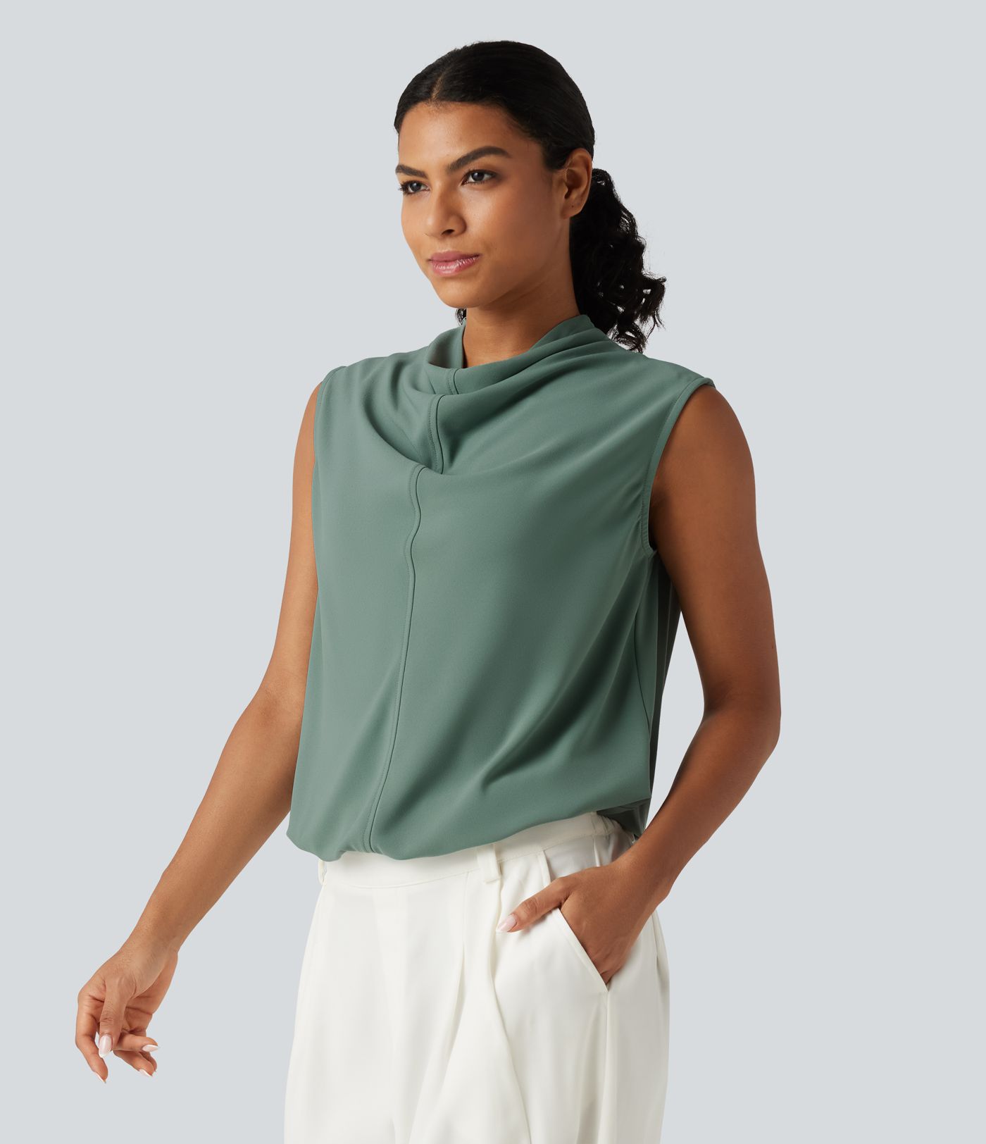 Cowl Neck Sleeveless Casual Top