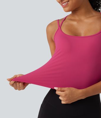 Lässiges Tanktop mit U-Ausschnitt, integriertem BH, überkreuztem Rückenausschnitt und InstantCool - schnelltrocknend, UPF50+ Lässiges Tanktop mit U-Ausschnitt, integriertem BH, überkreuztem Rückenausschnitt und InstantCool - schnelltrocknend, UPF50+