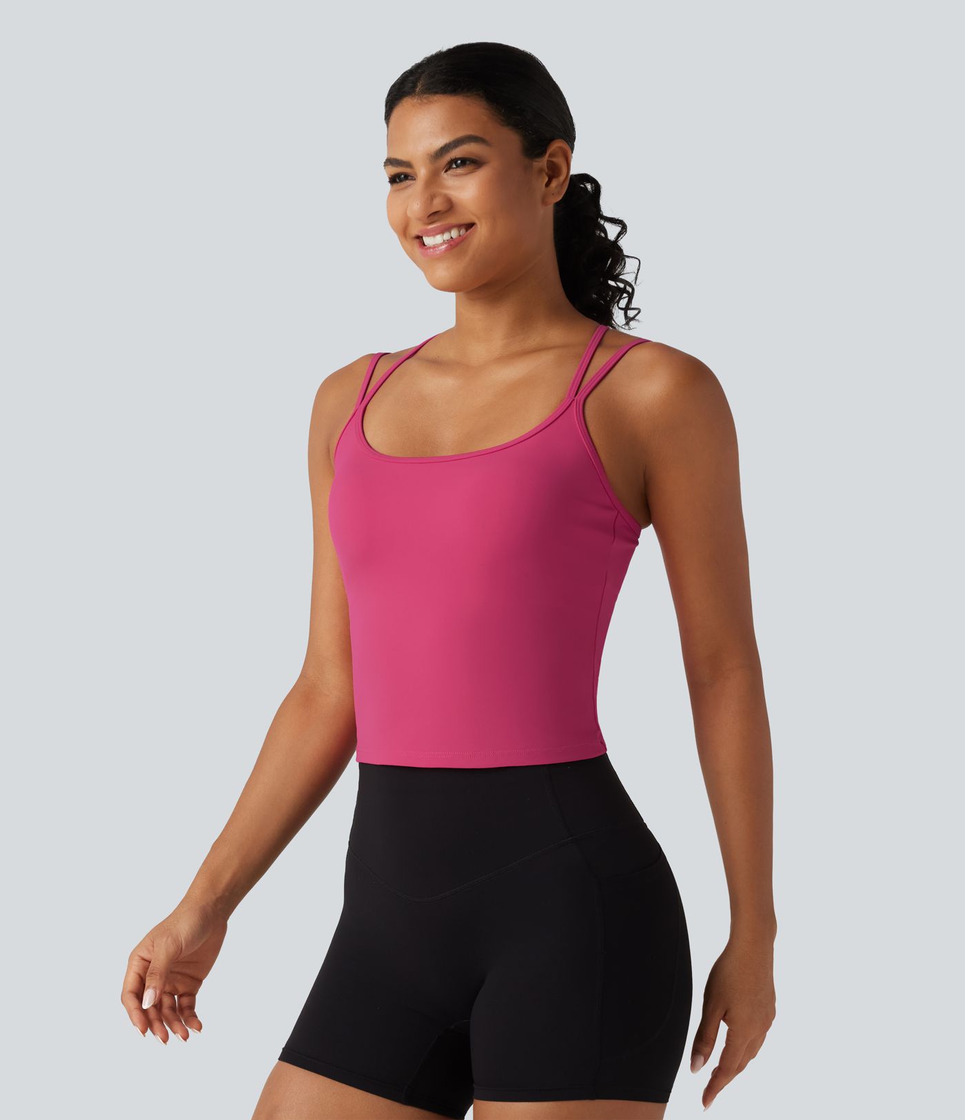 Lässiges Tanktop mit U-Ausschnitt, integriertem BH, überkreuztem Rückenausschnitt und InstantCool - schnelltrocknend, UPF50+ Lässiges Tanktop mit U-Ausschnitt, integriertem BH, überkreuztem Rückenausschnitt und InstantCool - schnelltrocknend, UPF50+